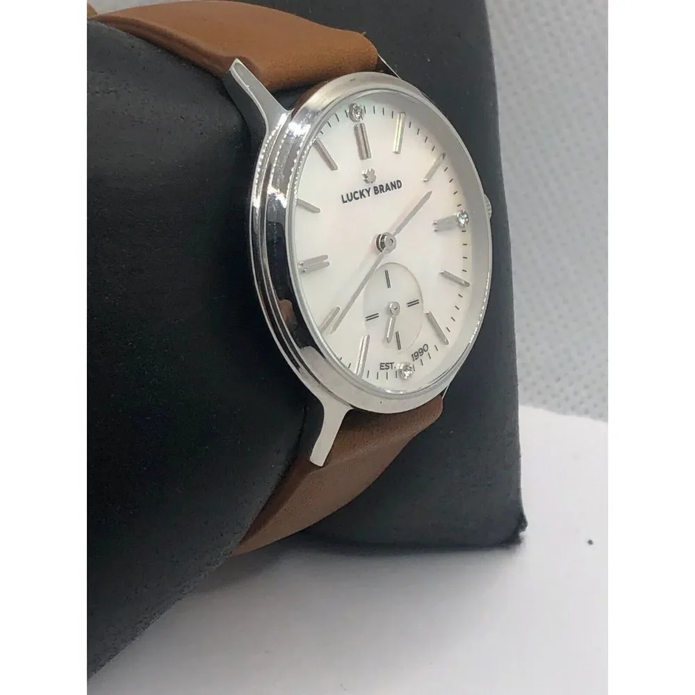 Lucky Brand LW00156 Women's Brown Leather Analog Silver Dial Quartz Watch OP19